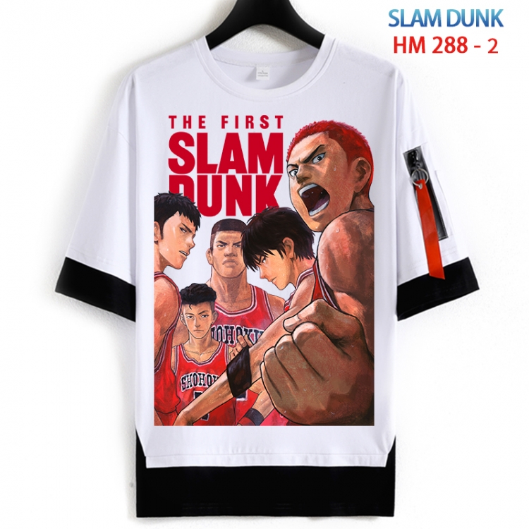 Slam Dunk Cotton Crew Neck Fake Two-Piece Short Sleeve T-Shirt from S to 4XL HM 288 2