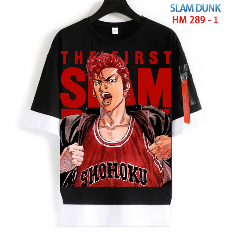 Slam Dunk Cotton Crew Neck Fake Two-Piece Short Sleeve T-Shirt from S to 4XL HM 289 1