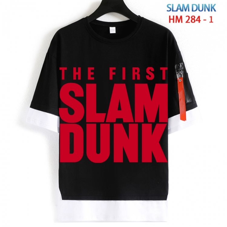 Slam Dunk Cotton Crew Neck Fake Two-Piece Short Sleeve T-Shirt from S to 4XL HM 284 1