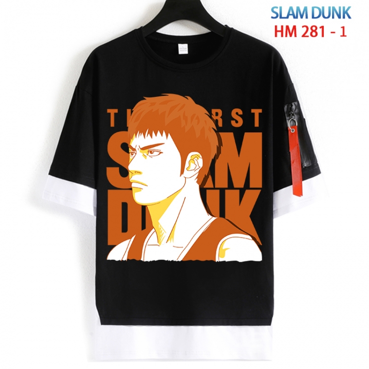 Slam Dunk Cotton Crew Neck Fake Two-Piece Short Sleeve T-Shirt from S to 4XL  HM 281 1