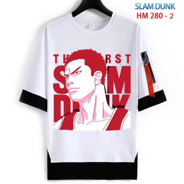 Slam Dunk Cotton Crew Neck Fake Two-Piece Short Sleeve T-Shirt from S to 4XL HM 280 2