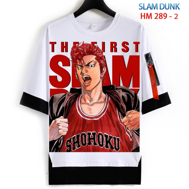 Slam Dunk Cotton Crew Neck Fake Two-Piece Short Sleeve T-Shirt from S to 4XL  HM 289 2
