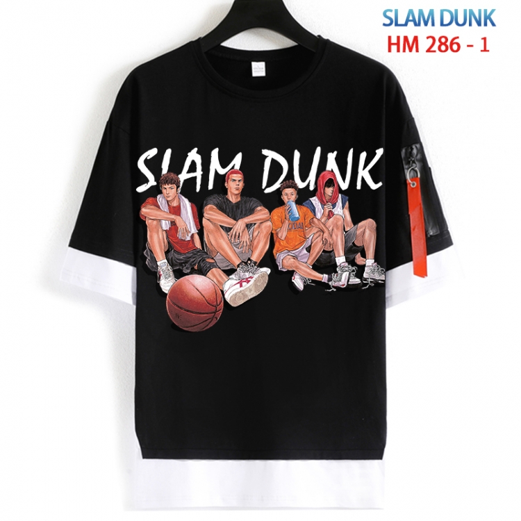 Slam Dunk Cotton Crew Neck Fake Two-Piece Short Sleeve T-Shirt from S to 4XL  HM 286 1