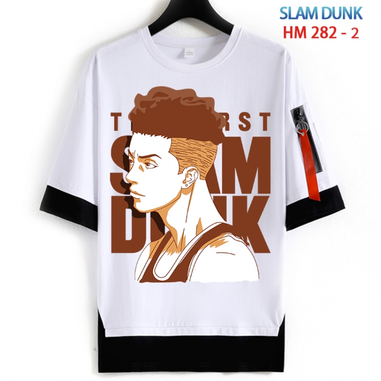 Slam Dunk Cotton Crew Neck Fake Two-Piece Short Sleeve T-Shirt from S to 4XL HM 282 2