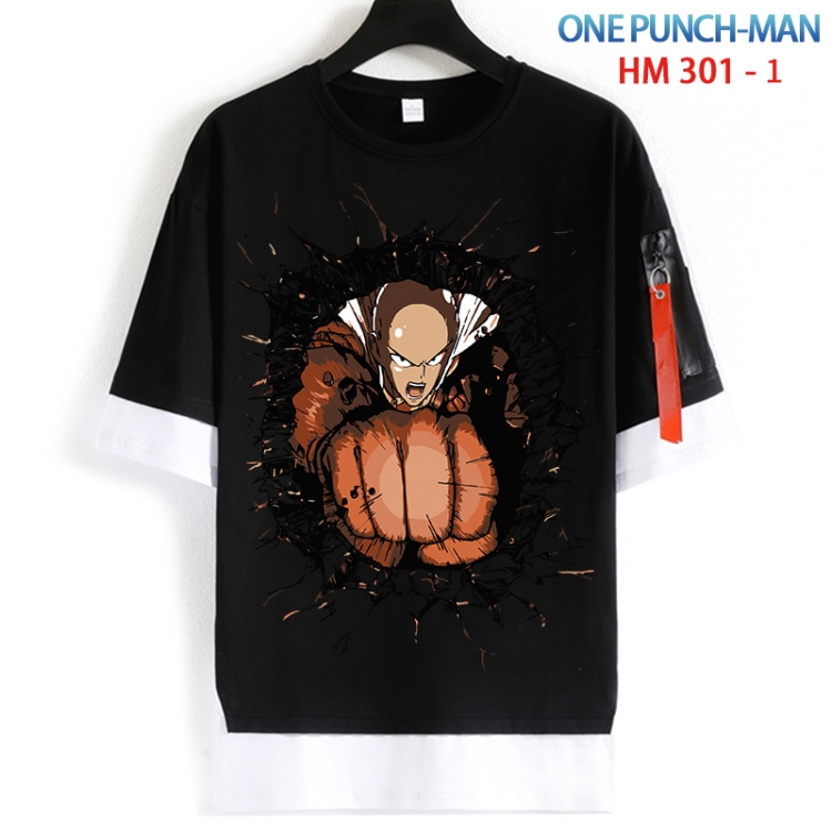 One Punch Man Cotton Crew Neck Fake Two-Piece Short Sleeve T-Shirt from S to 4XL HM 301 1