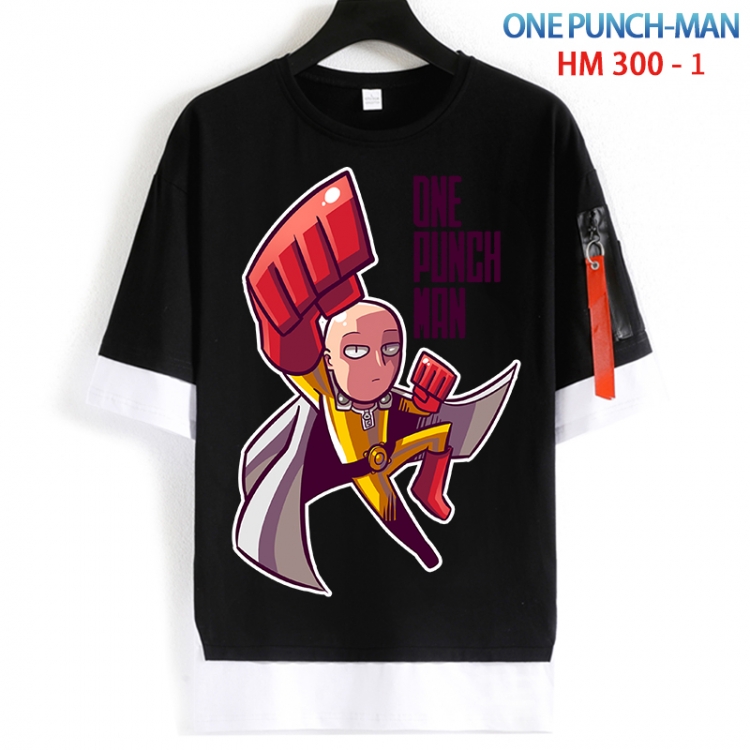One Punch Man Cotton Crew Neck Fake Two-Piece Short Sleeve T-Shirt from S to 4XL HM 300 1