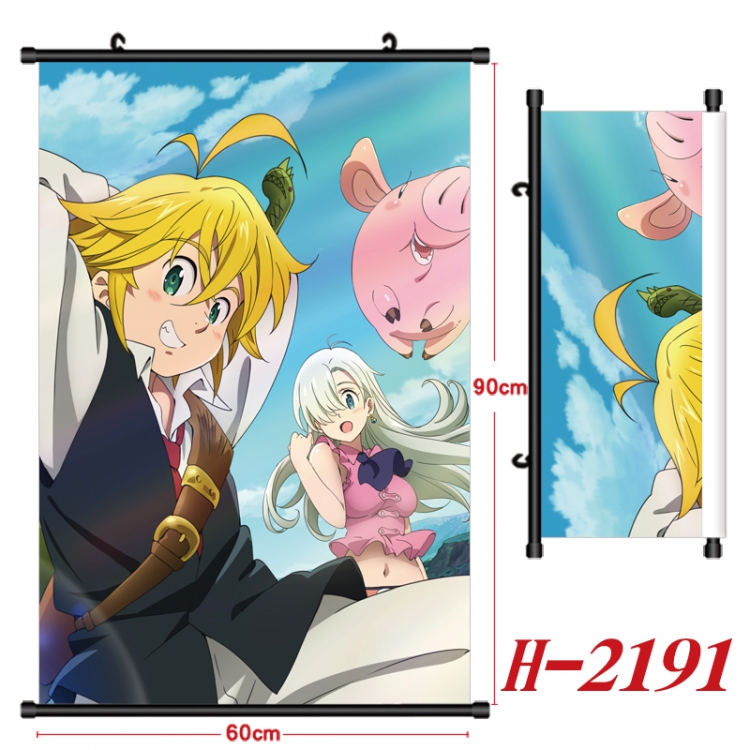 The Seven Deadly Sins Anime Black Plastic Rod Canvas Painting Wall Scroll 60X90CM H-2191A