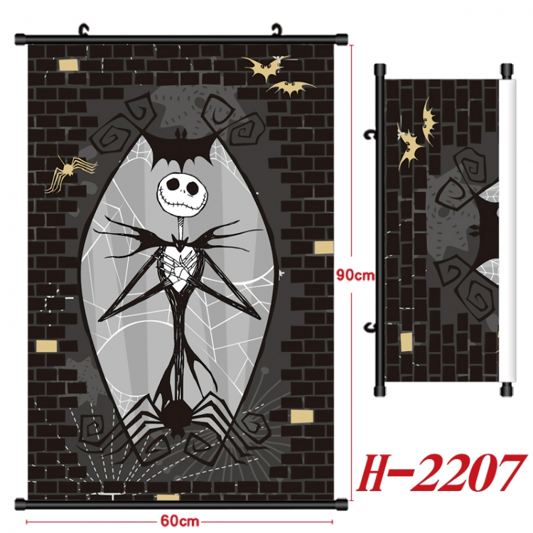 The Nightmare Before Christmas Anime Black Plastic Rod Canvas Painting Wall Scroll 60X90CM H-2207A