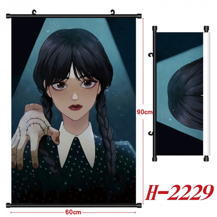 The Addams Family Anime Black Plastic Rod Canvas Painting Wall Scroll 60X90CM  H-2229A