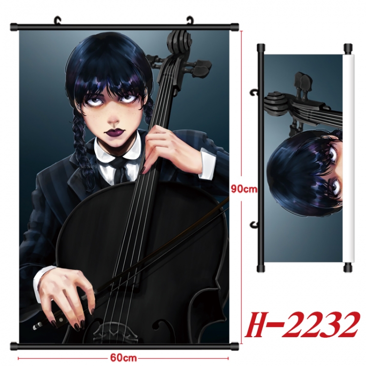 The Addams Family Anime Black Plastic Rod Canvas Painting Wall Scroll 60X90CM  H-2232A