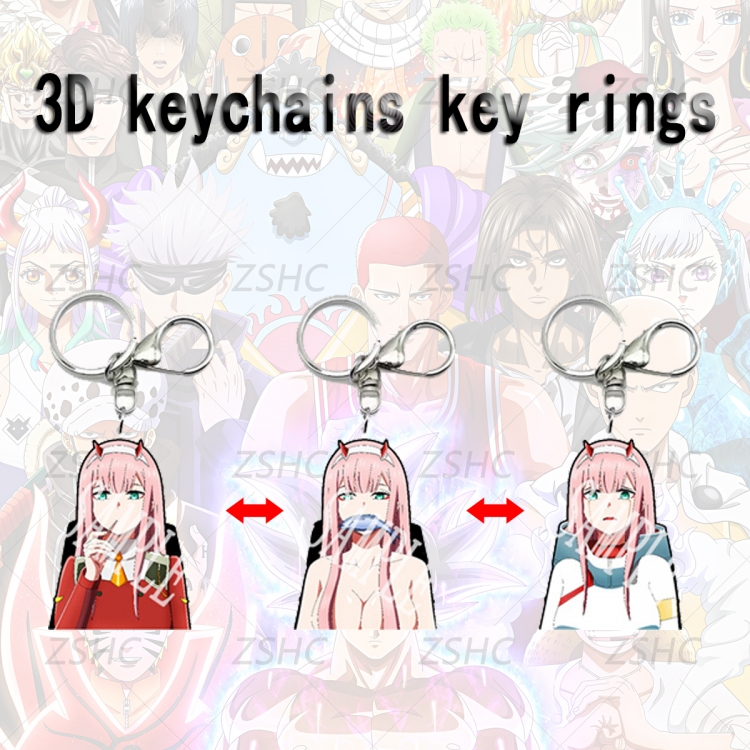 DARLING in the FRANX 3D gradient acrylic keychain cardboard packaging 5-8CM  price for 5 pcs  K-Z02