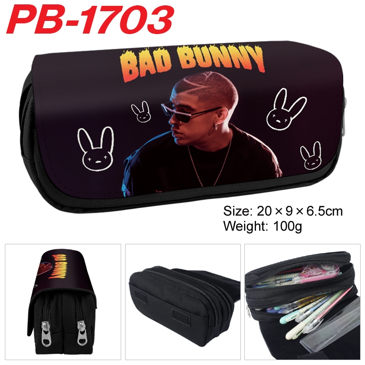 bad bunny Anime double-layer pu leather printing pencil case 20×9×6.5cm PB-1703