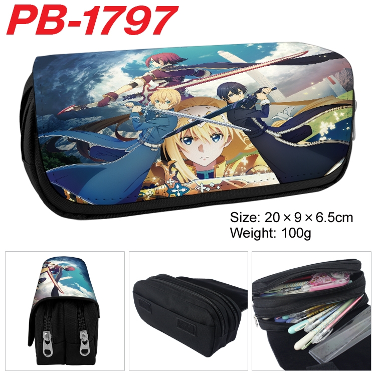 Sword Art Online Anime double-layer pu leather printing pencil case 20×9×6.5cm  PB-1797