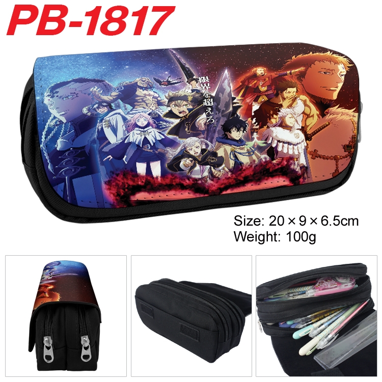 Black Clover Anime double-layer pu leather printing pencil case 20×9×6.5cm PB-1817