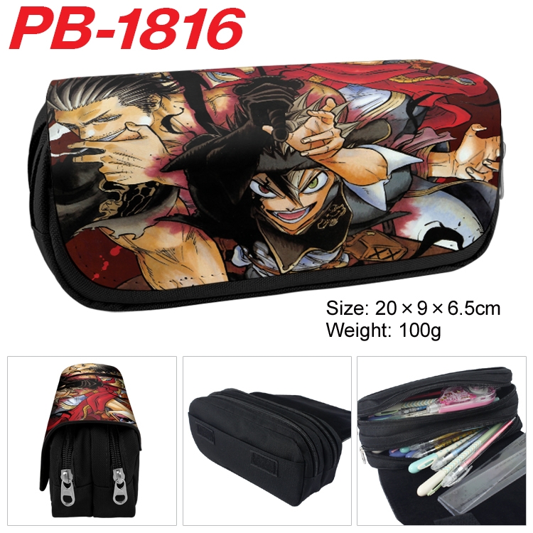 Black Clover Anime double-layer pu leather printing pencil case 20×9×6.5cm PB-1816