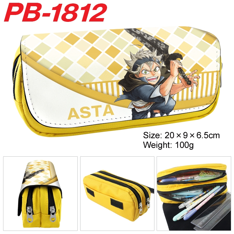 Black Clover Anime double-layer pu leather printing pencil case 20×9×6.5cm  PB-1812