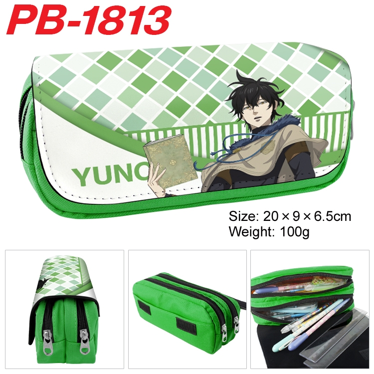 Black Clover Anime double-layer pu leather printing pencil case 20×9×6.5cm PB-1813