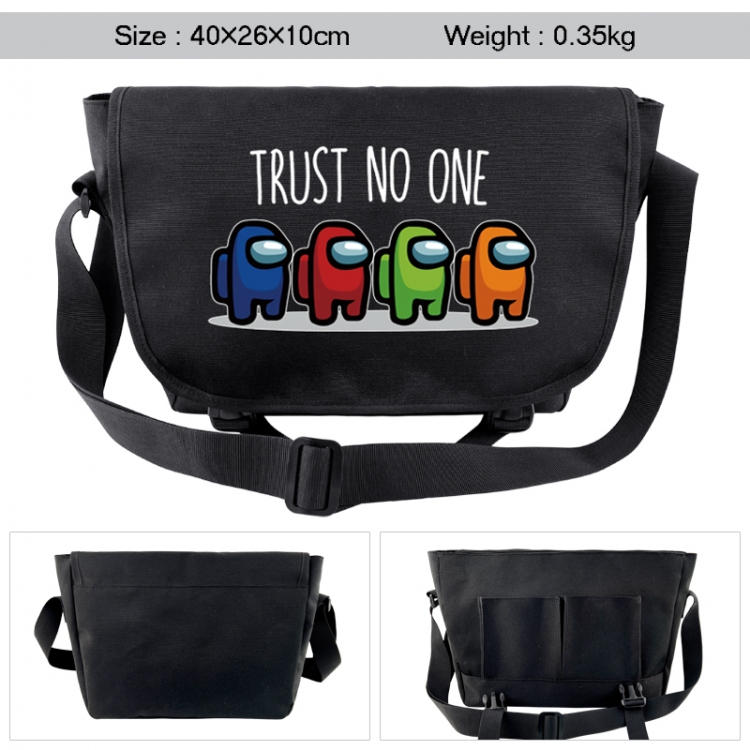 Among us Anime black double button waterproof single shoulder crossbody bag 40x26x10cm 0.35kg