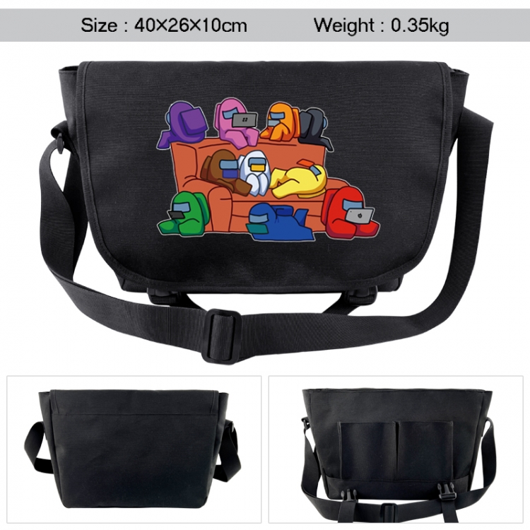 Among us Anime black double button waterproof single shoulder crossbody bag 40x26x10cm 0.35kg