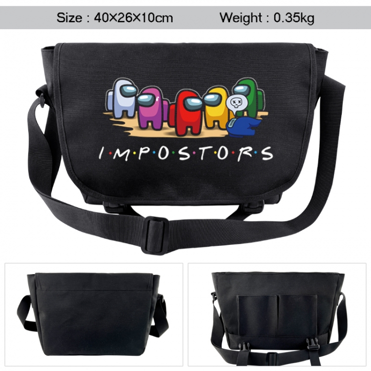 Among us Anime black double button waterproof single shoulder crossbody bag 40x26x10cm 0.35kg