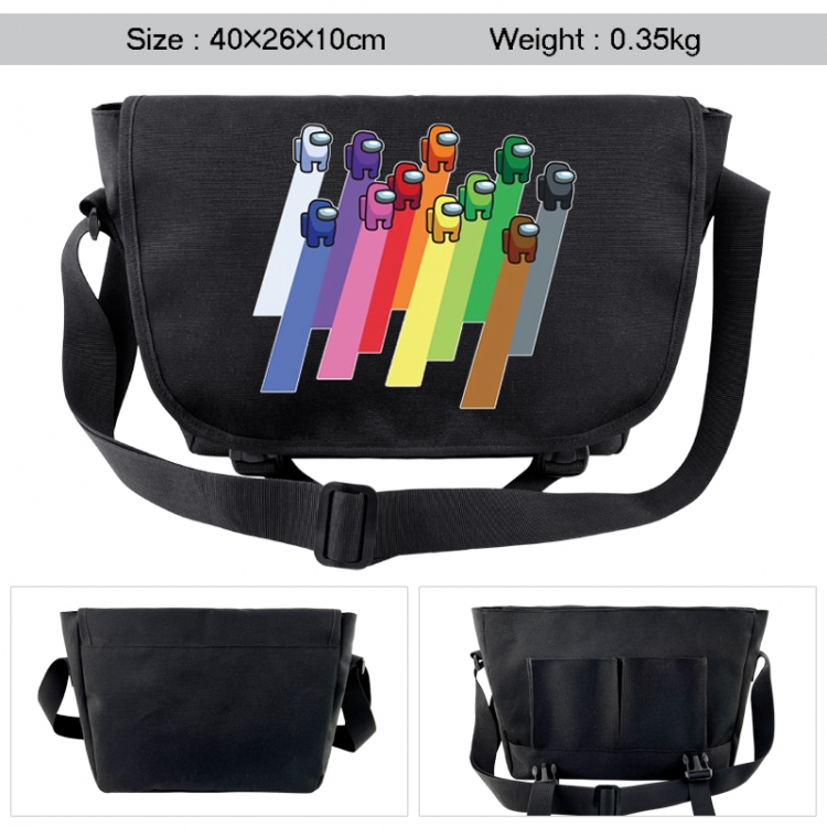 Among us Anime black double button waterproof single shoulder crossbody bag 40x26x10cm 0.35kg