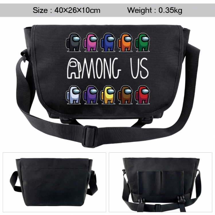 Among us Anime black double button waterproof single shoulder crossbody bag 40x26x10cm 0.35kg