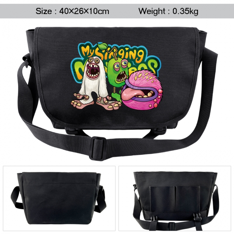 My Singing Monsters Anime black double button waterproof single shoulder crossbody bag 40x26x10cm 0.35kg