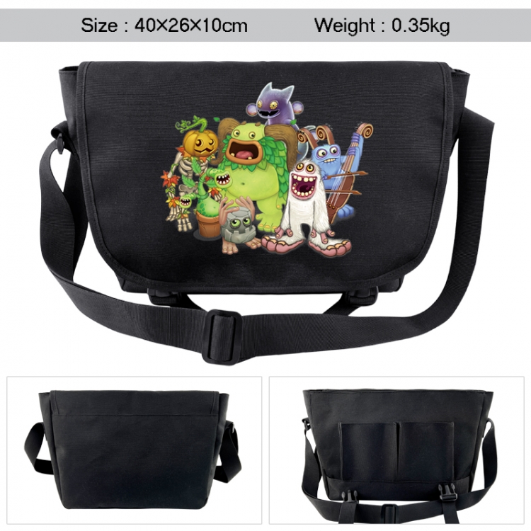 My Singing Monsters Anime black double button waterproof single shoulder crossbody bag 40x26x10cm 0.35kg