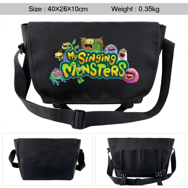 My Singing Monsters Anime black double button waterproof single shoulder crossbody bag 40x26x10cm 0.35kg