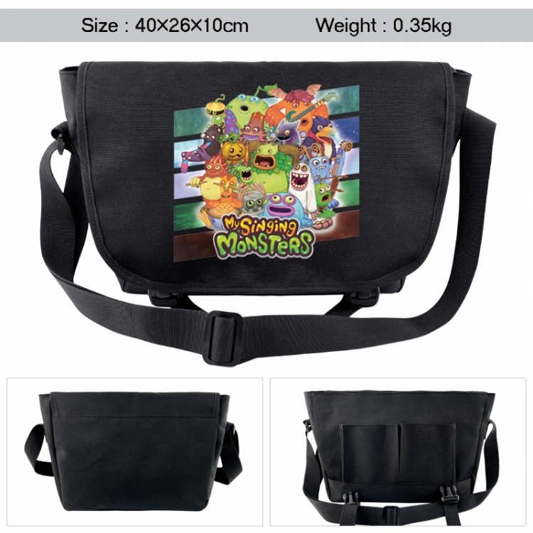 My Singing Monsters Anime black double button waterproof single shoulder crossbody bag 40x26x10cm 0.35kg