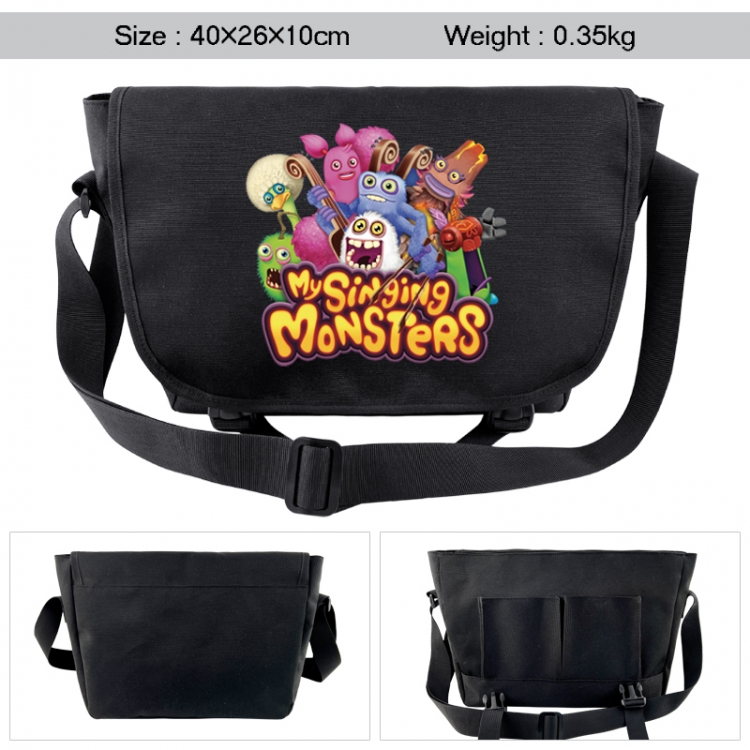 My Singing Monsters Anime black double button waterproof single shoulder crossbody bag 40x26x10cm 0.35kg