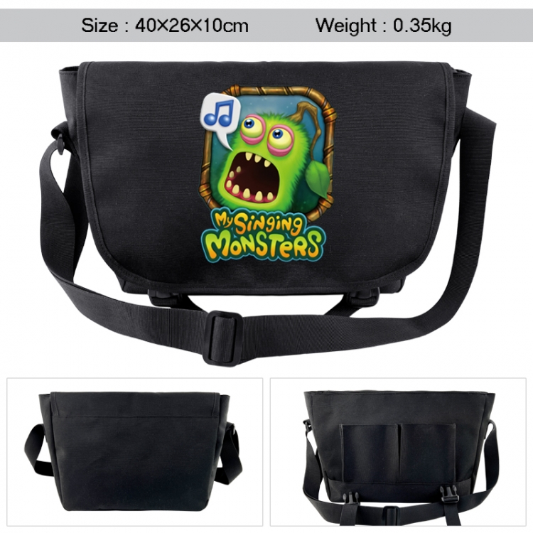 My Singing Monsters Anime black double button waterproof single shoulder crossbody bag 40x26x10cm 0.35kg