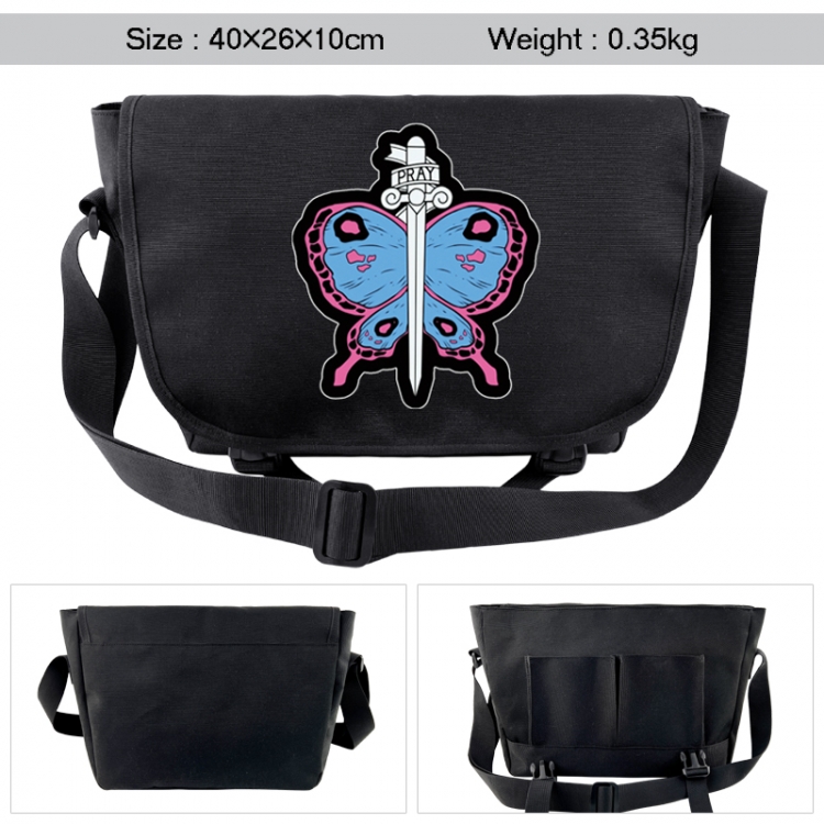 JoJos Bizarre Adventure Anime black double button waterproof single shoulder crossbody bag 40x26x10cm 0.35kg