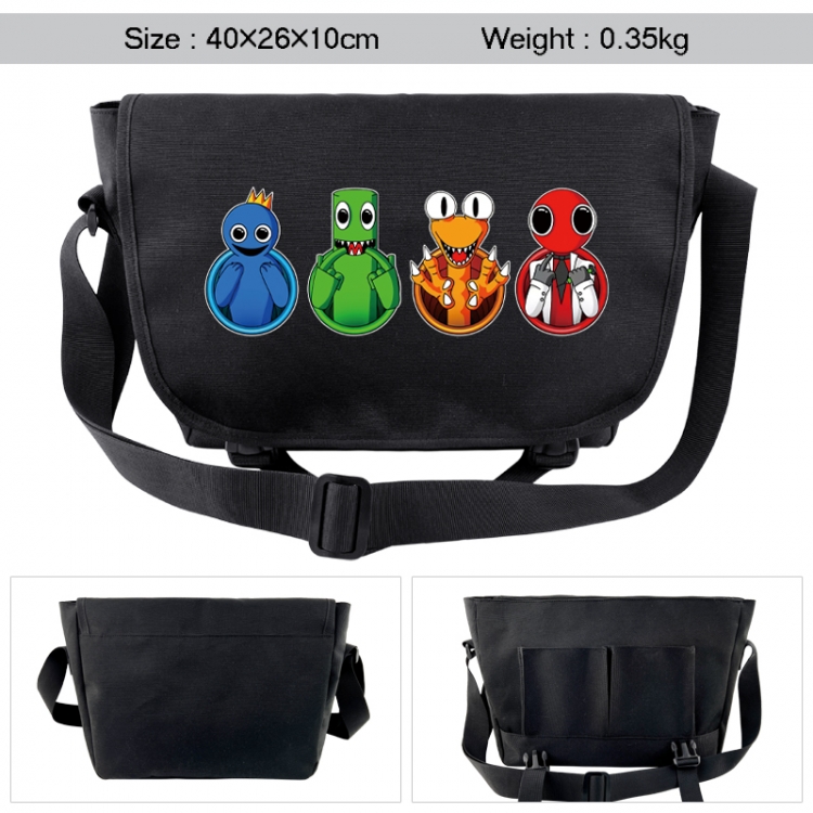 Rainbow Friend Anime black double button waterproof single shoulder crossbody bag 40x26x10cm 0.35kg