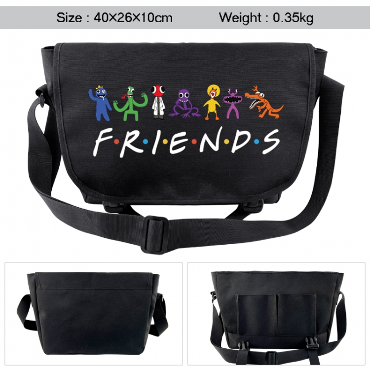 Rainbow Friend Anime black double button waterproof single shoulder crossbody bag 40x26x10cm 0.35kg