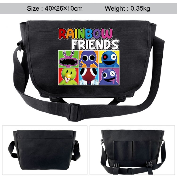 Rainbow Friend Anime black double button waterproof single shoulder crossbody bag 40x26x10cm 0.35kg