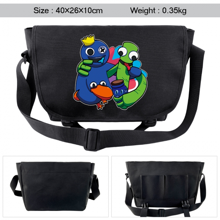 Rainbow Friend Anime black double button waterproof single shoulder crossbody bag 40x26x10cm 0.35kg