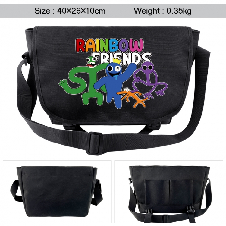 Rainbow Friend Anime black double button waterproof single shoulder crossbody bag 40x26x10cm 0.35kg