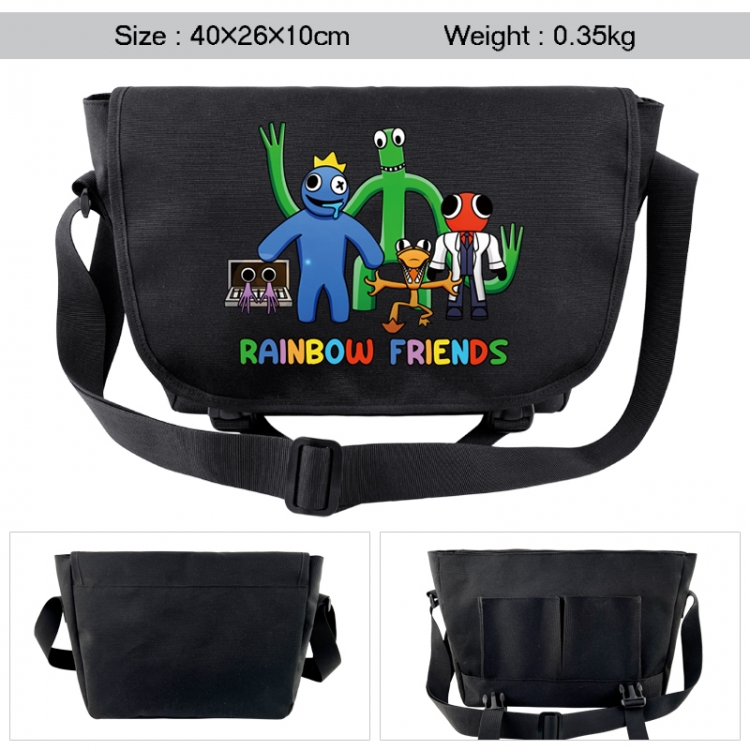 Rainbow Friend Anime black double button waterproof single shoulder crossbody bag 40x26x10cm 0.35kg