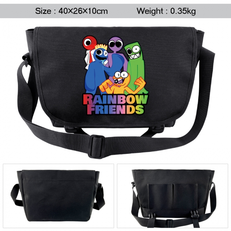 Rainbow Friend Anime black double button waterproof single shoulder crossbody bag 40x26x10cm 0.35kg