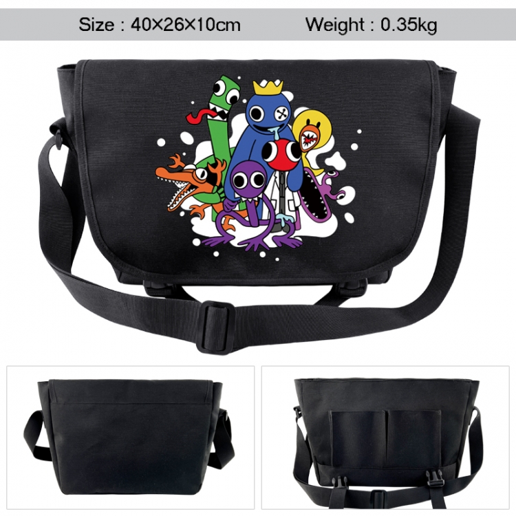 Rainbow Friend Anime black double button waterproof single shoulder crossbody bag 40x26x10cm 0.35kg