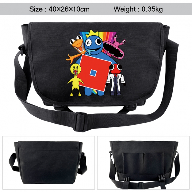 Rainbow Friend Anime black double button waterproof single shoulder crossbody bag 40x26x10cm 0.35kg