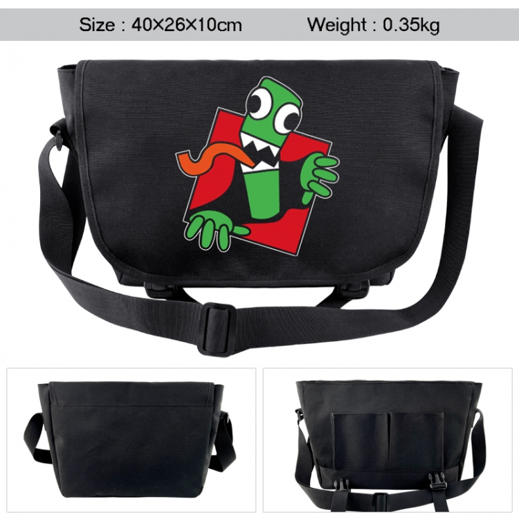 Rainbow Friend Anime black double button waterproof single shoulder crossbody bag 40x26x10cm 0.35kg