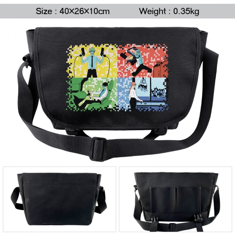 Chainsaw man Anime black double button waterproof single shoulder crossbody bag 40x26x10cm 0.35kg