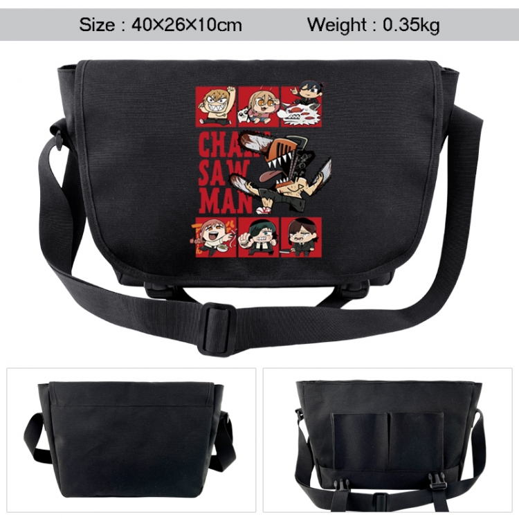 Chainsaw man Anime black double button waterproof single shoulder crossbody bag 40x26x10cm 0.35kg