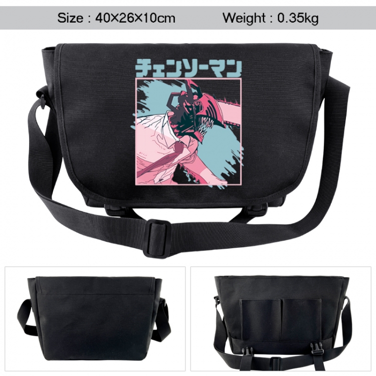 Chainsaw man Anime black double button waterproof single shoulder crossbody bag 40x26x10cm 0.35kg