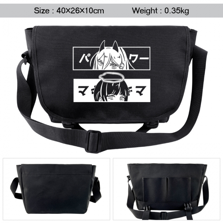 Chainsaw man Anime black double button waterproof single shoulder crossbody bag 40x26x10cm 0.35kg