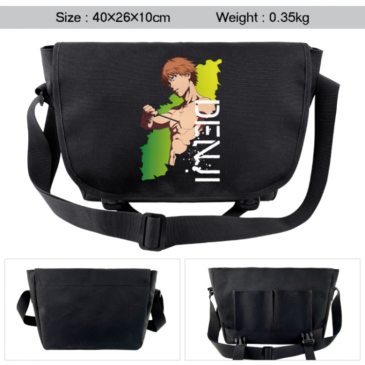 Chainsaw man Anime black double button waterproof single shoulder crossbody bag 40x26x10cm 0.35kg