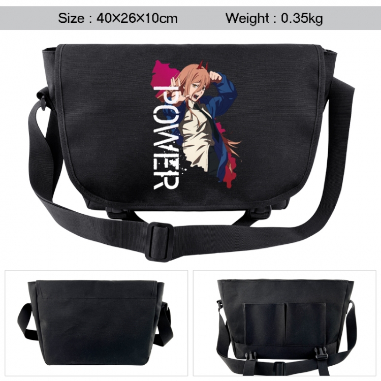 Chainsaw man Anime black double button waterproof single shoulder crossbody bag 40x26x10cm 0.35kg