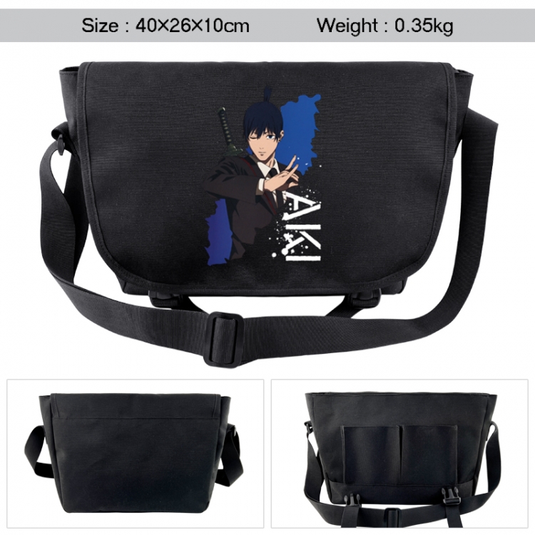 Chainsaw man Anime black double button waterproof single shoulder crossbody bag 40x26x10cm 0.35kg